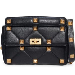 Sold: Valentino Garavani Large Roman Stud Matelassé Leather Top Handle Bag
